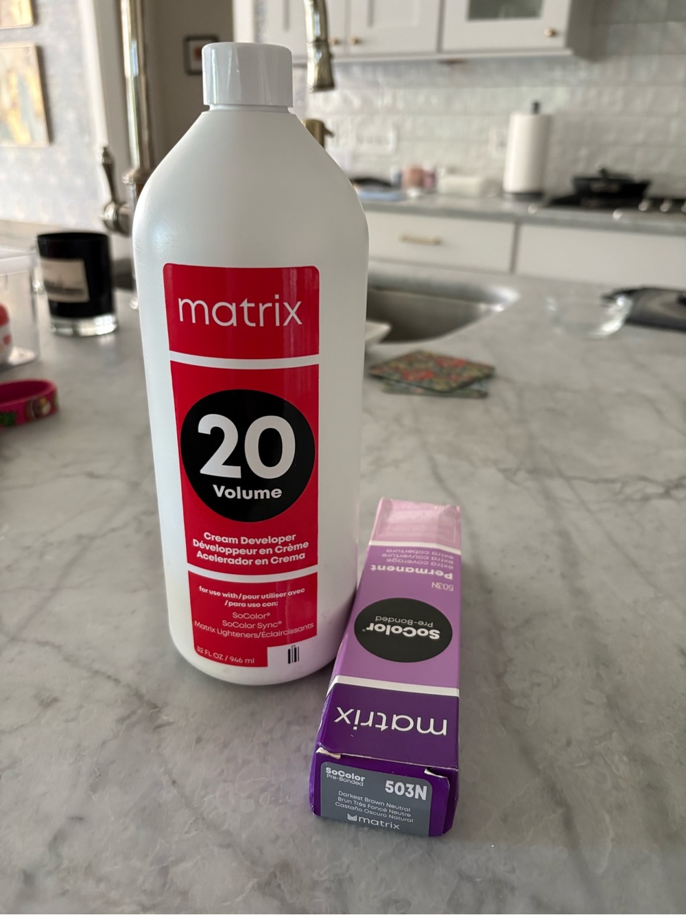Matix 20 Volume Cream Developer Bottle with Purple Matix Color Tube